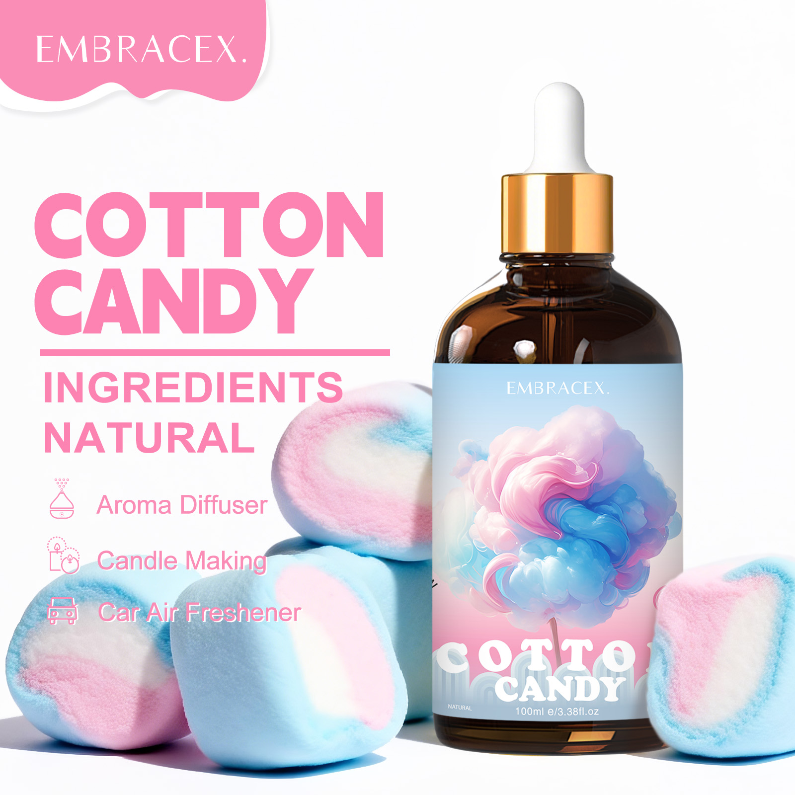 Art Craft Things - 100ml 綿菓子エッセンシャルオイルディフューザーキャンドル作り、友達への贈り物、甘い香りのアロマセラピー