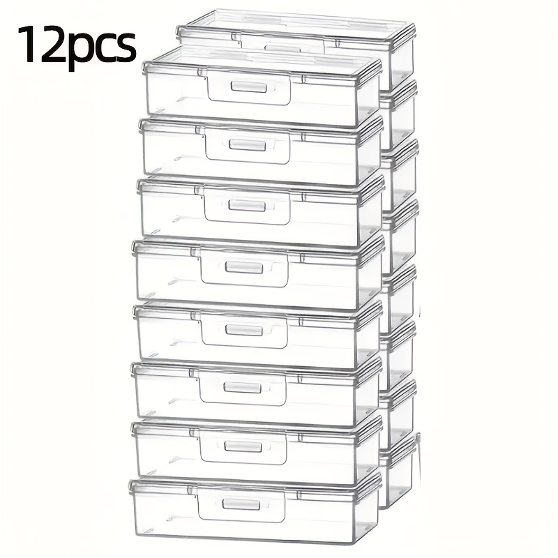Art Craft Organizer - 12個入り透明プラスチック収納ボックス（蓋付き） | 多目的オーガナイザーコンテナ（ジュエリー、金物、工芸品、家庭整理用）