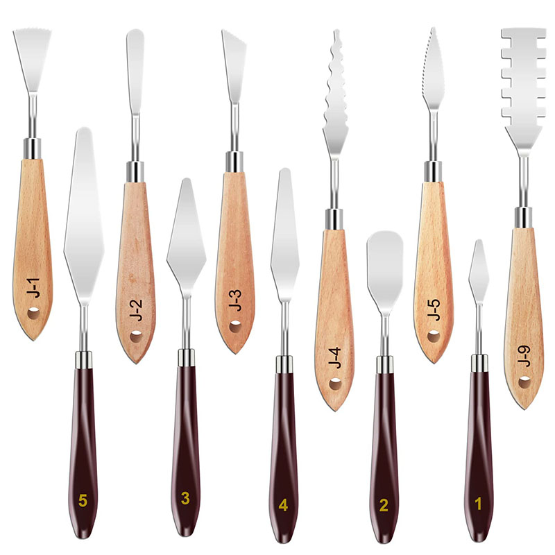 Painting Knife Palette - 11個入りペイントナイフセット ステンレス製ペイントスパチュラ パレットナイフ カラーミキシング用スクレーパー オイルキャンバスアクリル絵画用