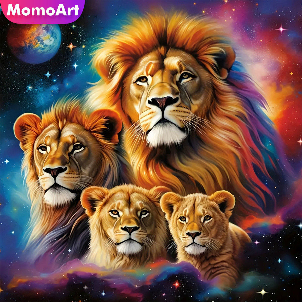 Art Craft Lion - Momoart ダイヤモンドペインティング ライオンズ 動物の絵 ラインストーン刺繍 星空