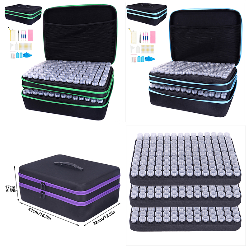 Art Craft Organizer - 大型3階建てダイヤモンドペインティング収納コンテナ 420スロット アクセサリーツール ポータブルダイヤモンドアート収納ケース ビーズ収納