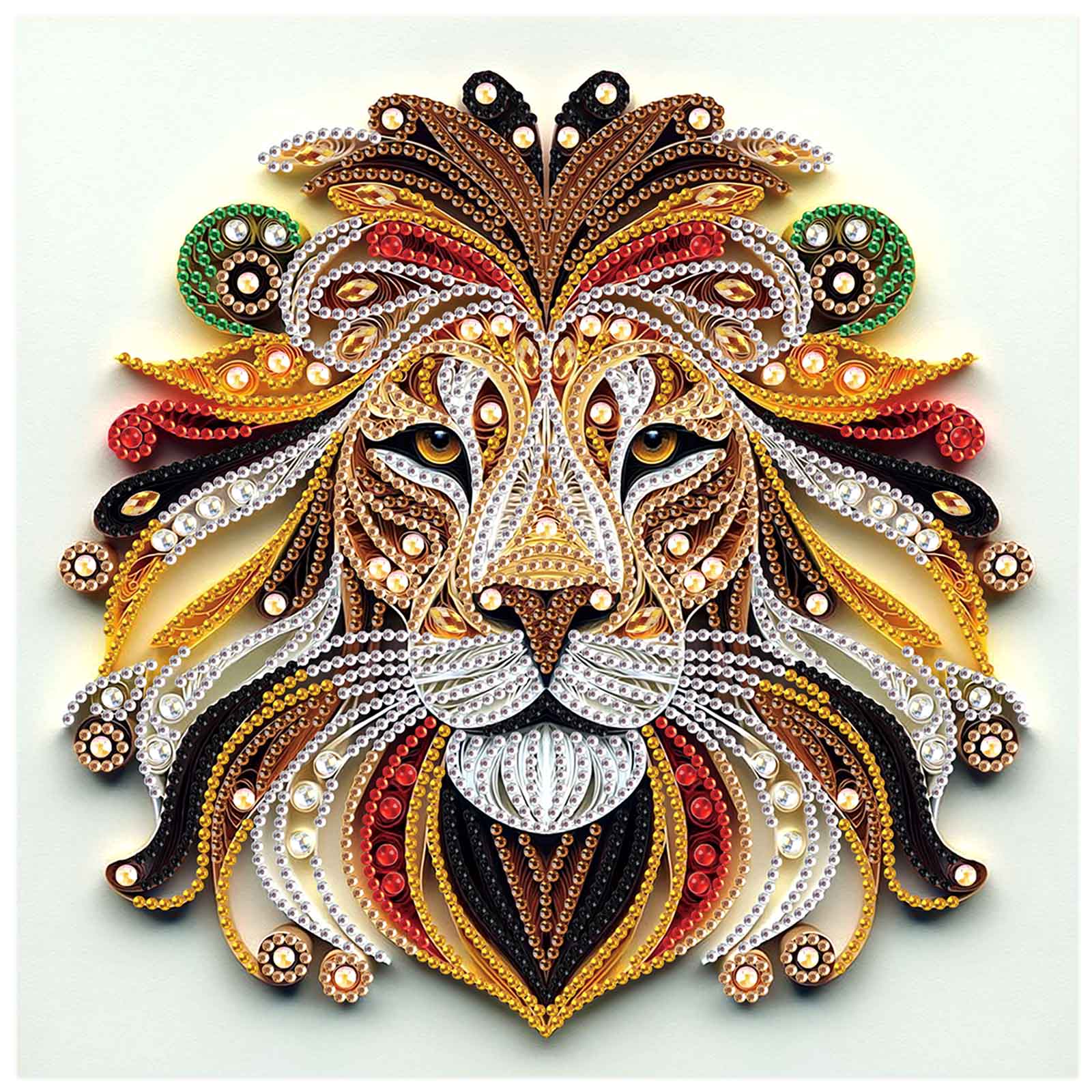 Art Craft Lion - 初心者向けの特別な形状のダイヤモンドキット、激しいライオンダイヤモンド部分モザイク作成クラフトキット、家の装飾用手作りアートギフト