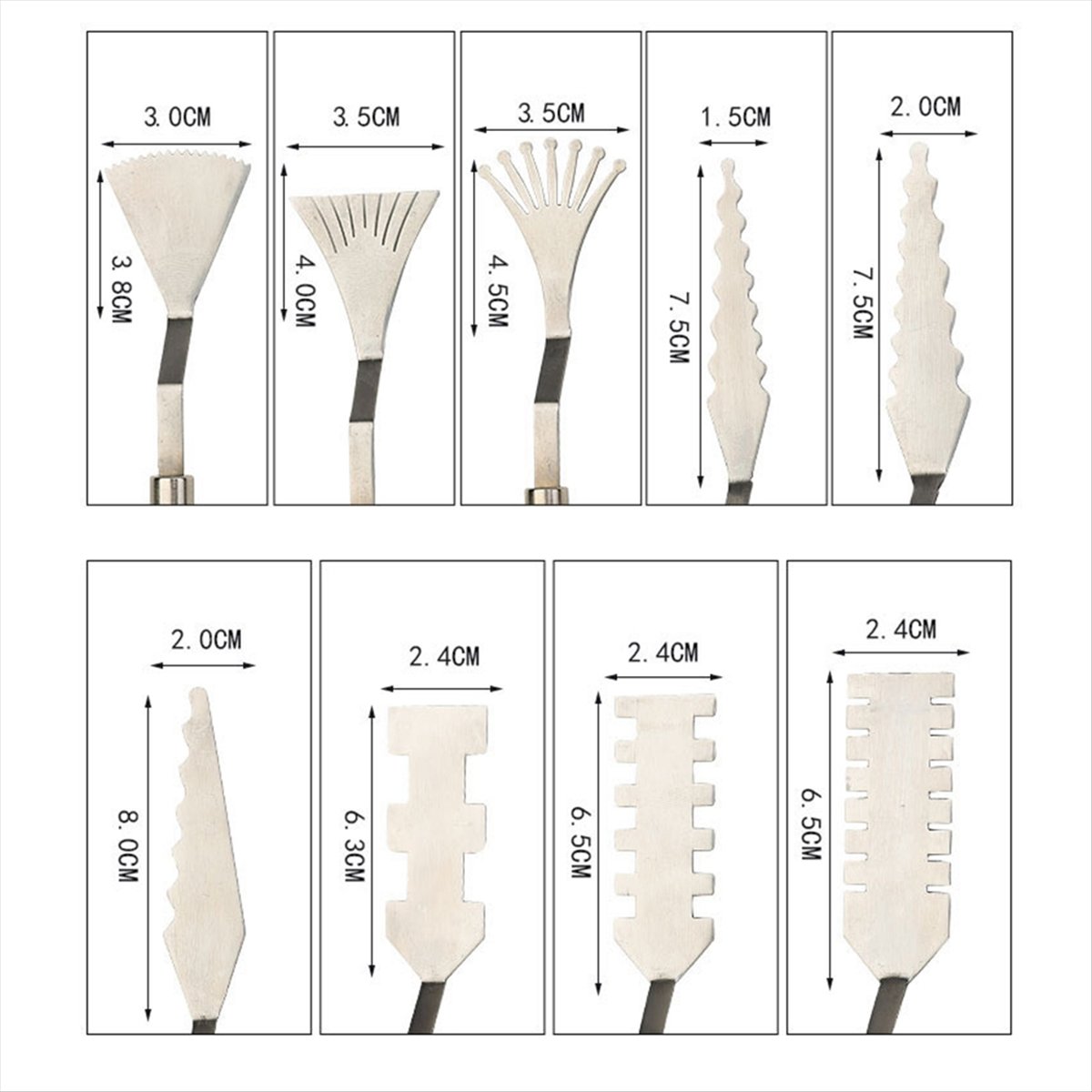 Painting Knife Palette - AT13 9個入り プロ仕様 ステンレス製 パレットスクレーパーセット スパチュラ