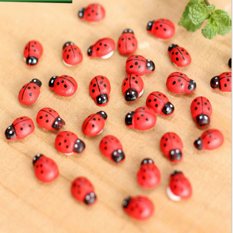 Art Craft Magnet - 100個入り 粘着式ミニ冷蔵庫用飾り ミニてんとう虫 木製工芸品 てんとう虫 子供用