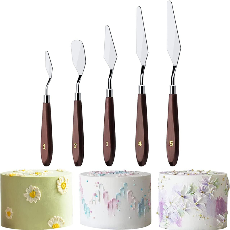 Painting Knife Palette - 5 個ケーキクリームスパチュラセットステンレス鋼塗装ナイフキットケーキデコレーションツールパレットナイフケーキアイシングスクレーパーベーキングツール