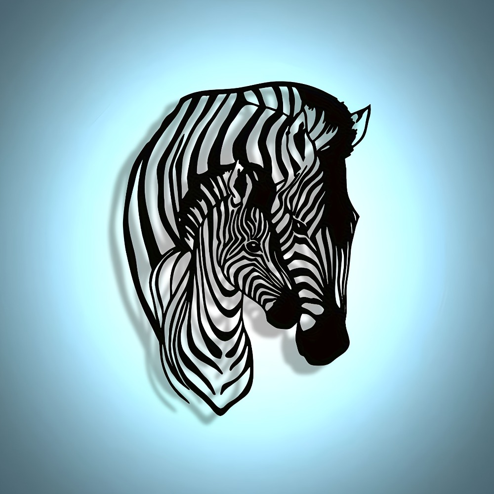 Art Craft Zebra - エレガントなミニマリストのゼブラファミリーメタルウォールアート - 家庭、オフィス、カフェの装飾に最適です。 | モダンクラフトサイン