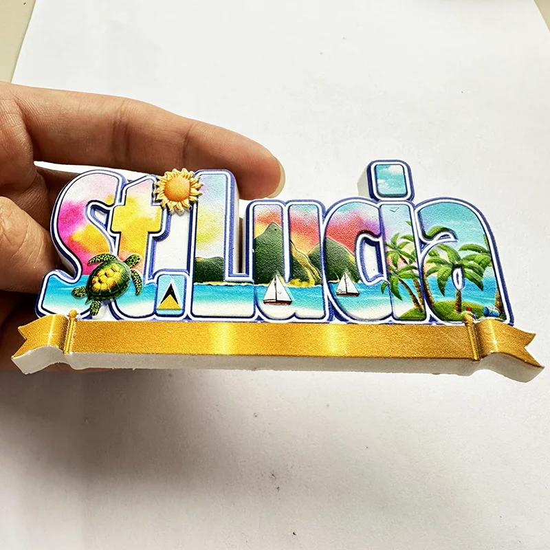 Art Craft Magnet - セントルシア西インド諸島、ビーチ 3D ステレオ冷蔵庫ステッカー旅行のお土産家の装飾コレクション芸術品や工芸品のギフト