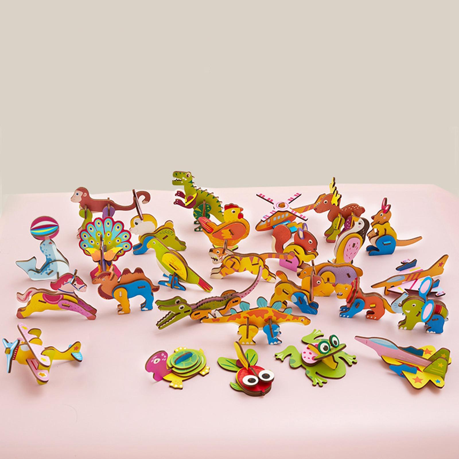 Art Craft For Kindergarten - 3D漫画木製インサートパズル、楽しいゲームアートクラフト、幼稚園教育玩具