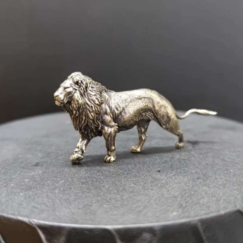 Art Craft Lion - ミニ真鍮製ライオン彫刻クラフトキングライオン像、ティーペットデスクデコレーション、ホームオフィスギフト用（小型銅製アート）