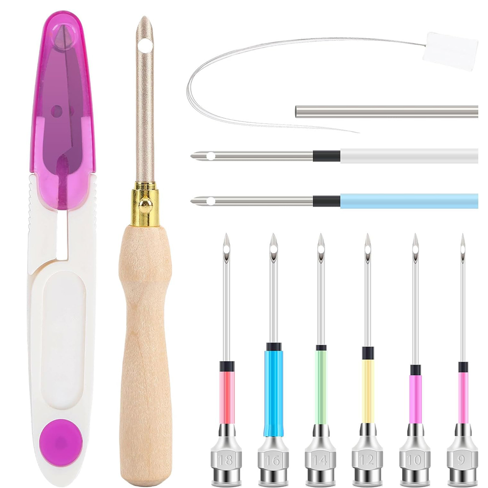 Punch Needle Kit - 調整可能なパンチ針刺embroideryキット、刺embroideryペン、クロスステッチキット、木製ハンドル、13個