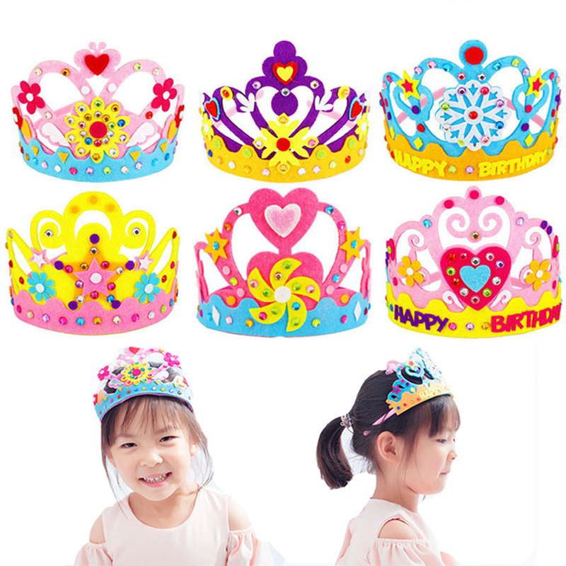 Art Craft For Kindergarten - DIY 工芸品おもちゃクラウンクリエイティブ紙スパンコール花星パターンのおもちゃ子供のための子供幼稚園アートパーティーの装飾