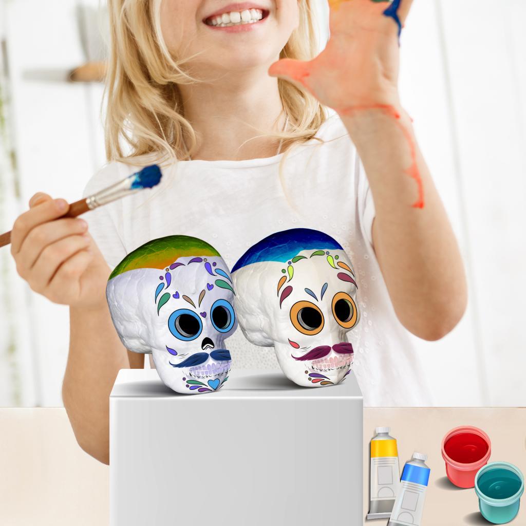 Art Craft For Kindergarten - 成形可能なクラフトフォーム スカル型 ポリスチレンフォーム DIYアートプロジェクトや幼稚園の手工芸に