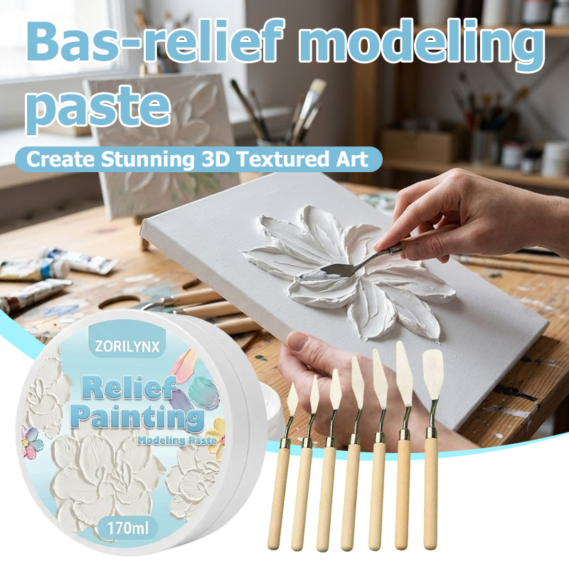 Painting Knife Palette - レリーフペインティングモデリングペーストセット、ステンレス製パレットナイフ付き、テクスチャアートや3Dクリエイティブプロジェクト用 - ZORILYNX