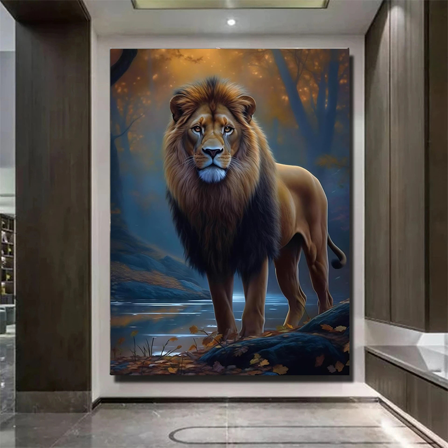 Art Craft Lion - 5D ダイヤモンドアートキットジャングル動物ライオンアート DIY フルダイヤモンド画像宝石アート工芸品大人の装飾