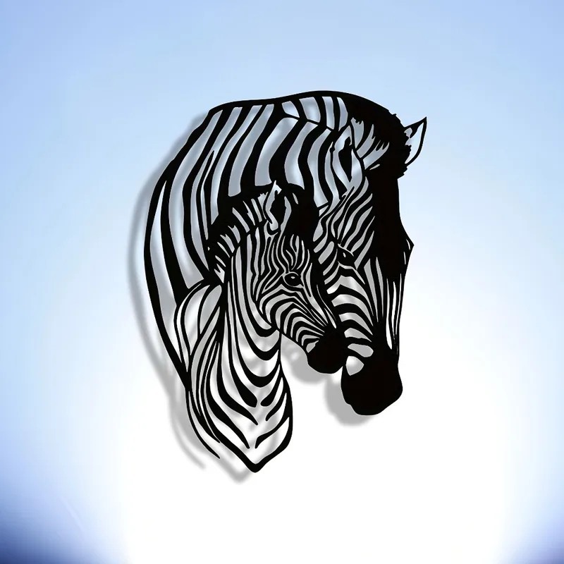 Art Craft Zebra - エレガントなミニマリストのゼブラファミリーのメタルウォールアート - 家、オフィス、カフェの装飾に最適です。 | モダンクラフトサイン 1PC