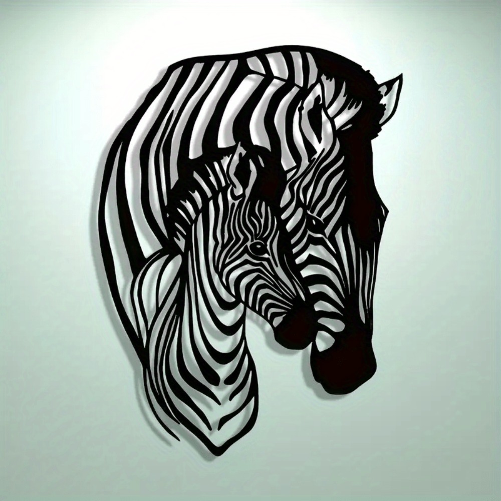 Art Craft Zebra - エレガントなミニマリストゼブラファミリーメタルウォールアート、モダンなクラフト装飾、家庭、オフィス、カフェ、リビングルーム、寝室、パティオ、キッチン用