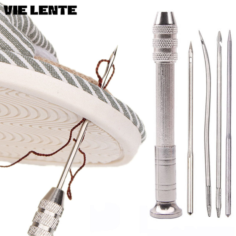 Punch Needle Kit - レザーソーイングキット,靴修理ツール,交換可能な多機能キット,パンチ,日曜大工の革職人技,5個