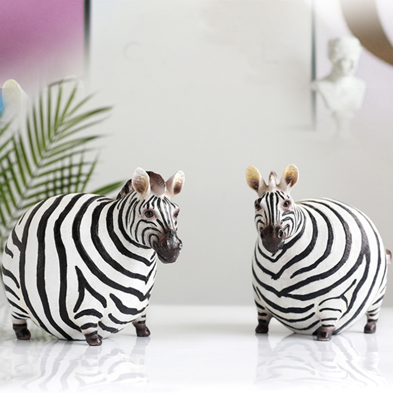 Art Craft Zebra - 北欧クリエイティブ樹脂かわいい脂肪ゼブラ置物動物置物彫刻研究装飾品デスクトップ工芸品アート装飾像