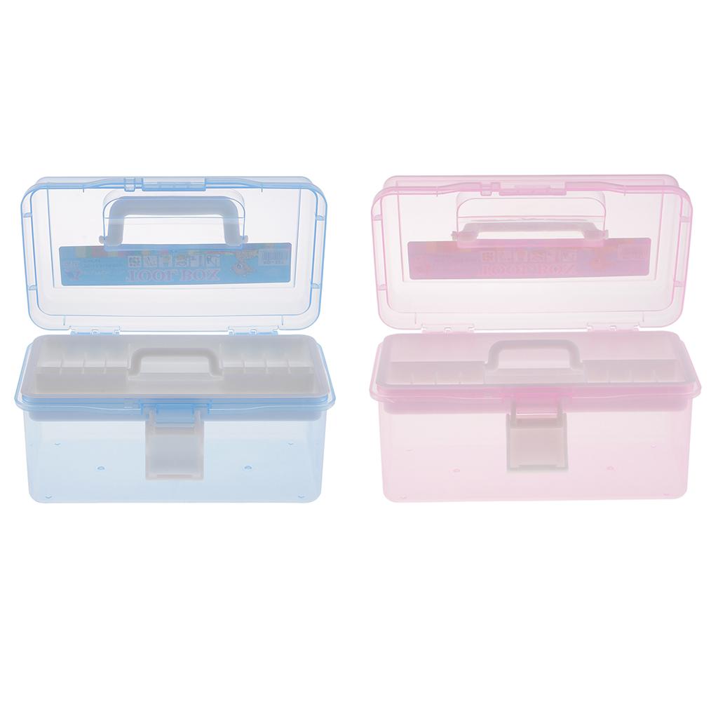 Art Craft Organizer - 大容量アートクラフトオーガナイザーボックス二層プラスチック収納ケース、裁縫道具、ジュエリー、ビーズ、材料用