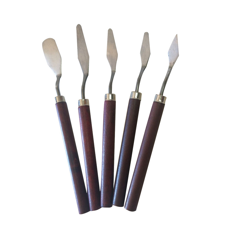 Painting Knife Palette - 5個パレットナイフ絵画ステンレス鋼スクレーパーへら描画ツールセット画材アーティスト油絵混色