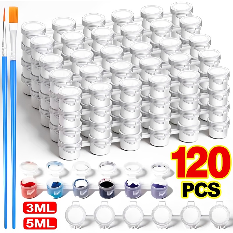 Art Craft Organizer - 3/5ml 空のペイントポット 蓋付き アートクラフト用品 20ストリップ 透明な保存容器ボックス