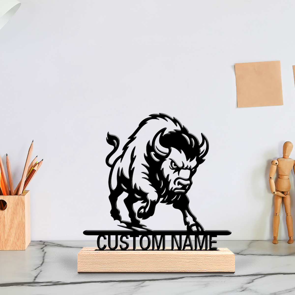 Art Craft Lion - 1個入り ミニマリスト ライオン カスタマイズ可能な文字入り メタルスタチュー アートクラフト