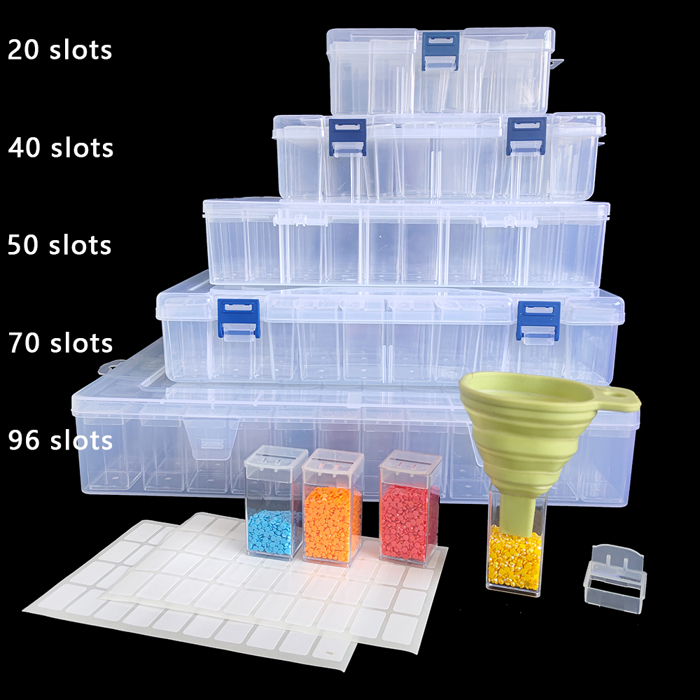 Art Craft Organizer - 正方形プラスチック製ダイヤモンドペインティング収納ボックス - 刺繍モザイクアクセサリーオーガナイザー、DIYクラフト愛好家のためのアート用品ツールボックス