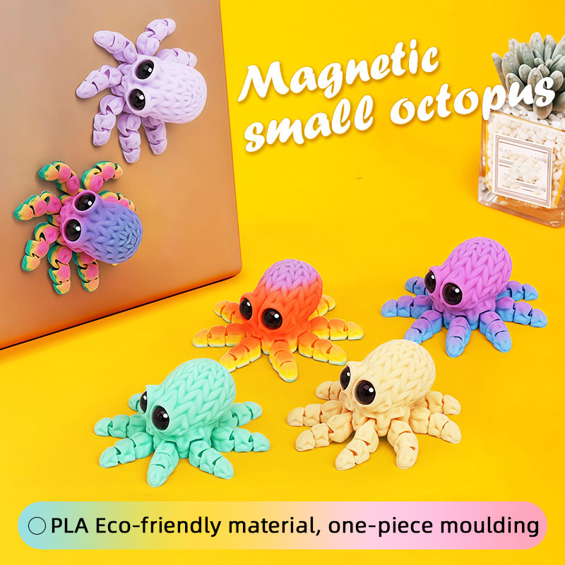 Art Craft Magnet - 愛らしい 3D プリントタコ冷蔵庫マグネット可動ジョイント付き装飾工芸品冷蔵庫ステッカーホームオフィスアート家の装飾