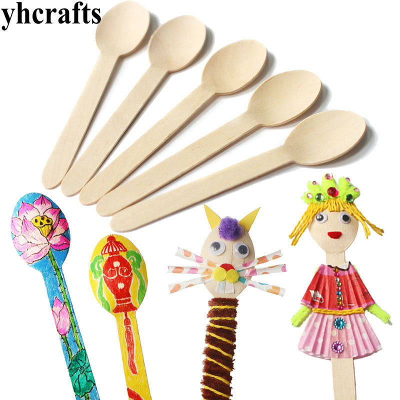 Art Craft For Kindergarten - 20 ピース/ロット。木のスプーン芸術と工芸品。早期学習教育玩具幼稚園クラフト材料描画おもちゃセットクラフトおもちゃ OEM