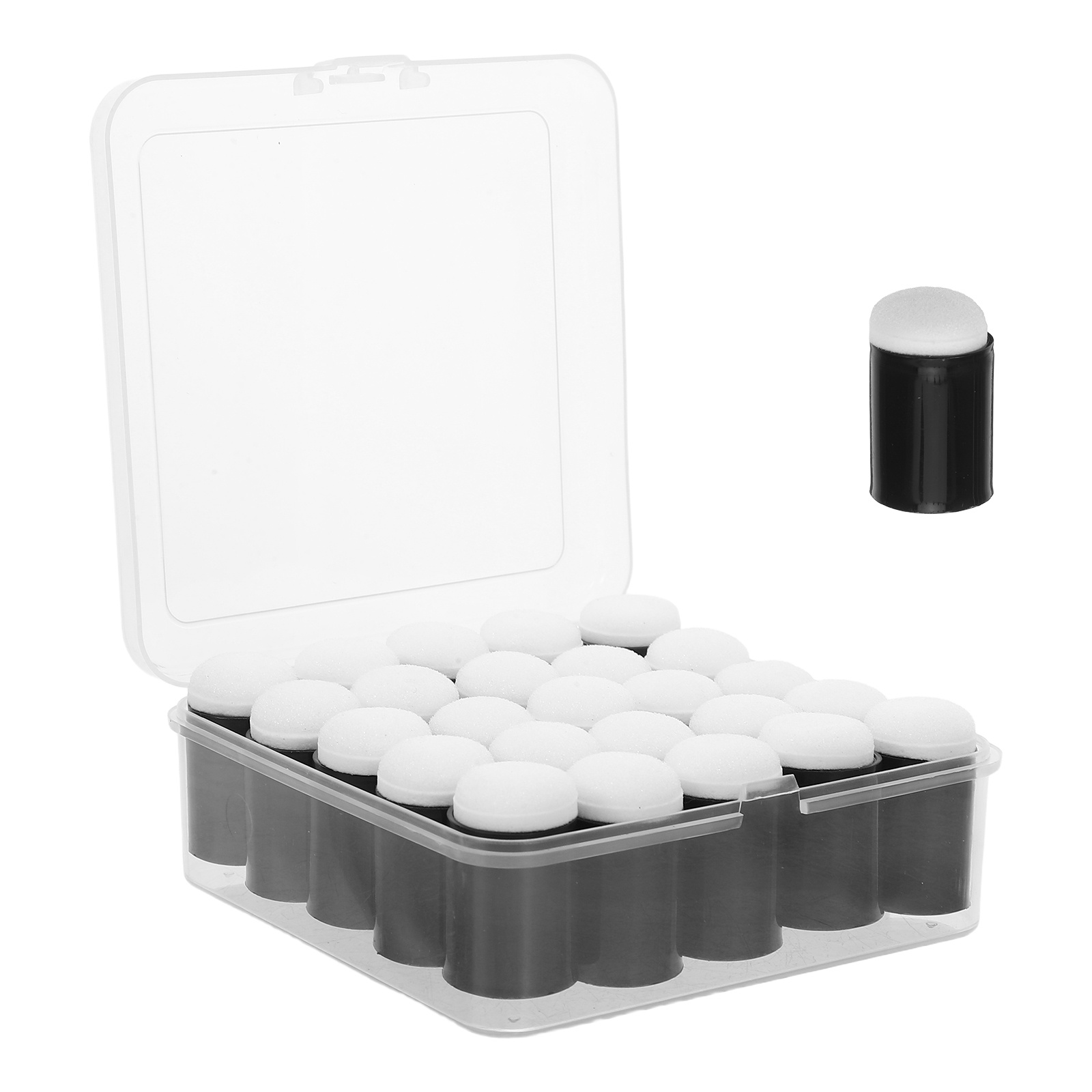 Art Craft Organizer - 25 個のフィンガースポンジダウバーと収納ボックス付き子供用フェイスペイントスポンジセットアートクラフトカラーブレンド用再利用可能なミニアプリケーター