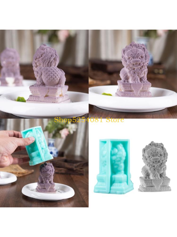 Art Craft Lion - AXYC 食品グレードのシリコーン中国石ライオン型ベーキング工芸品家の装飾用