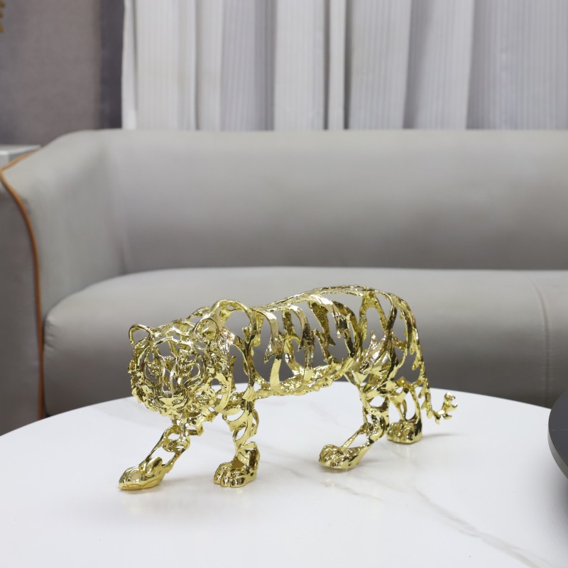 Art Craft Lion - 金属工芸品 人工動物彫刻 金色の透かし彫り ライオン 馬 象