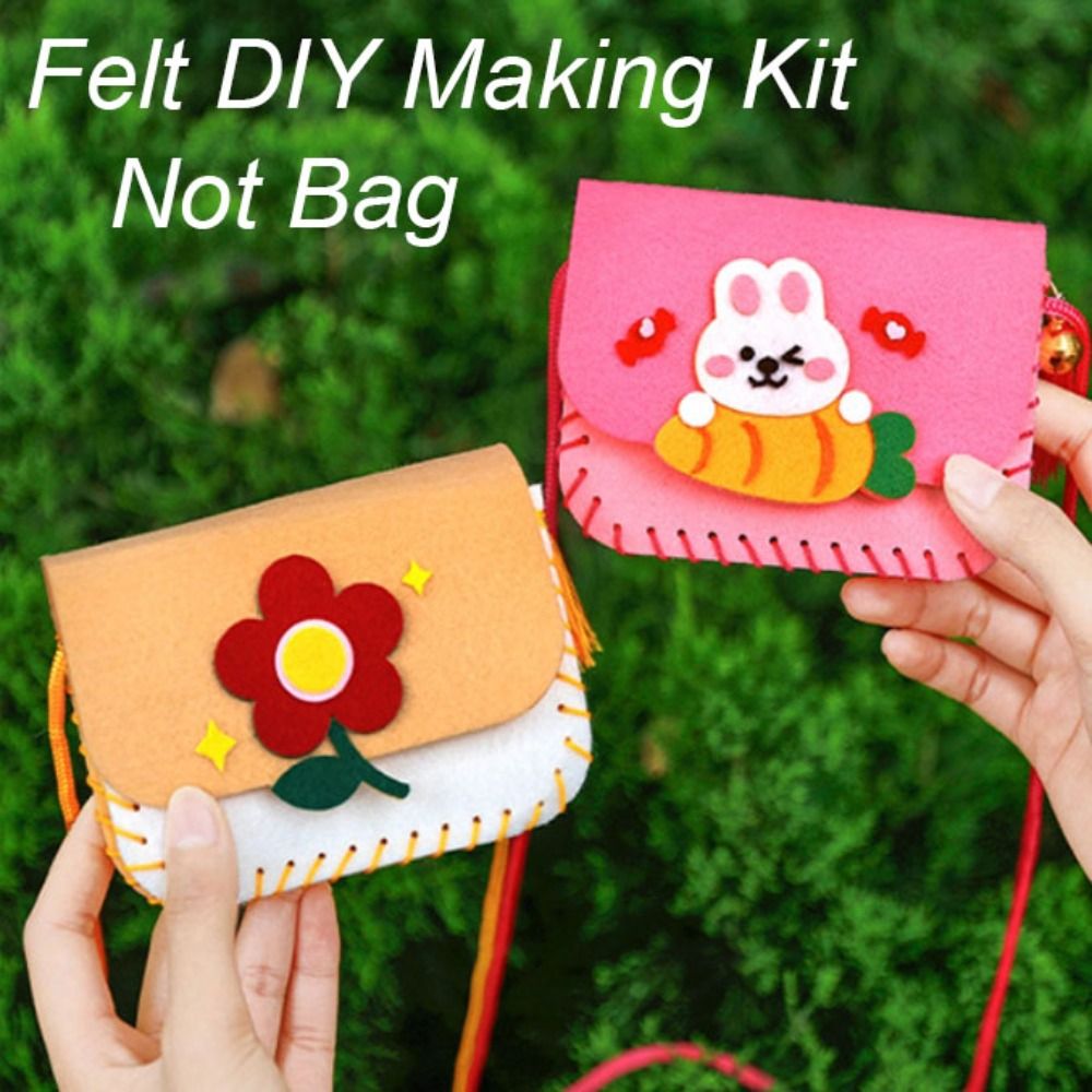 Art Craft For Kindergarten - かわいいフェルトバッグ作成キット、漫画クラフトアート、手作りバッグ、幼稚園縫製おもちゃ、DIYハンドバッグ