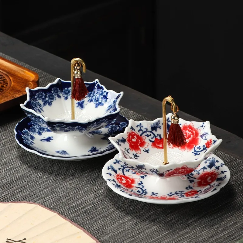 Art Craft Website - クリエイティブ傘型茶こし取り外し可能なセラミックフィルター茶セットホームデスクトップの装飾装飾品美術工芸品ビジネスギフト