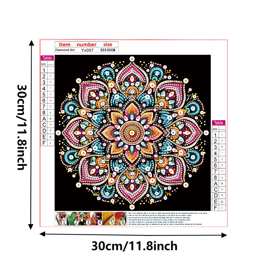 5D DIY ダイヤモンドペインティングフラワーキットマンダ - Art Craft Things のレビューと価格