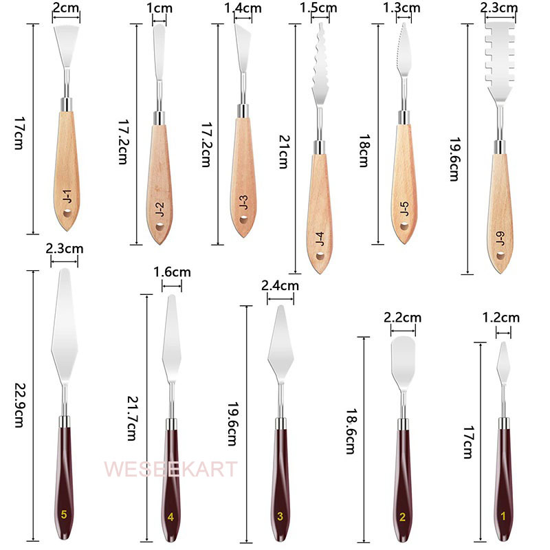 11個入りペイントナイフセット ステンレス製ペイントスパチュ - Painting Knife Palette のレビューと価格