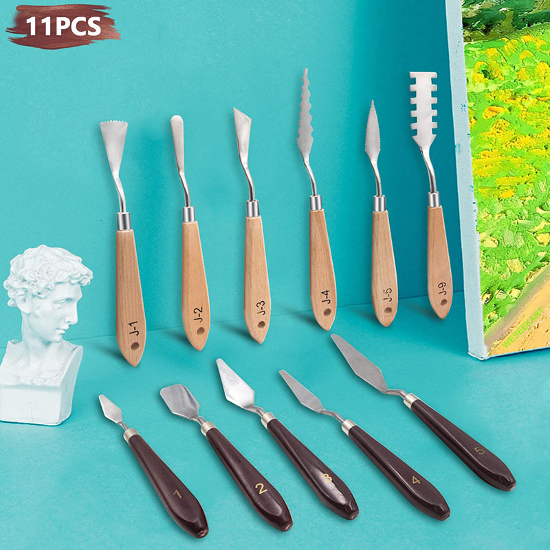 11個入りペイントナイフセット ステンレス製ペイントスパチュ - Painting Knife Palette のレビューと価格