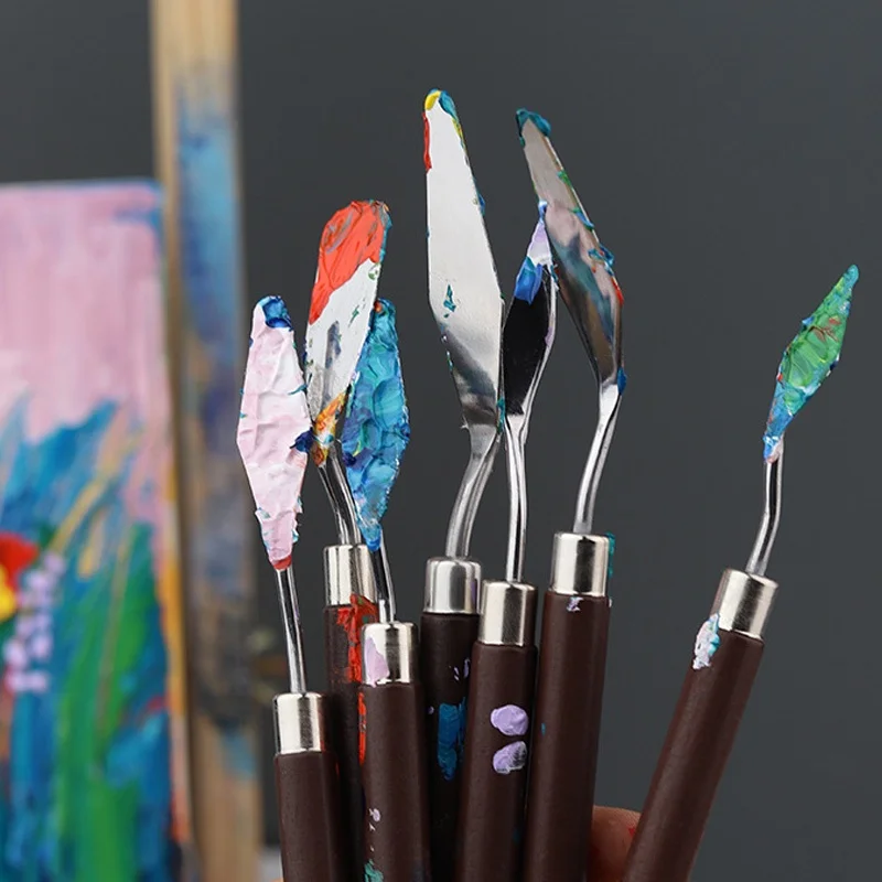 5/7 個セットアート油絵スクレーパーパレットナイフステンレ - Painting Knife Palette のレビューと価格