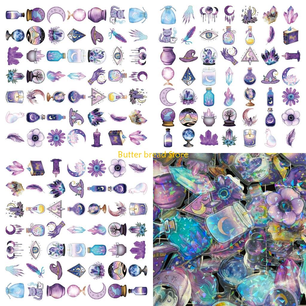 W89C 50 カウント魔女テーマステッカー防水美的ステッカ - Art Craft Description のレビューと価格