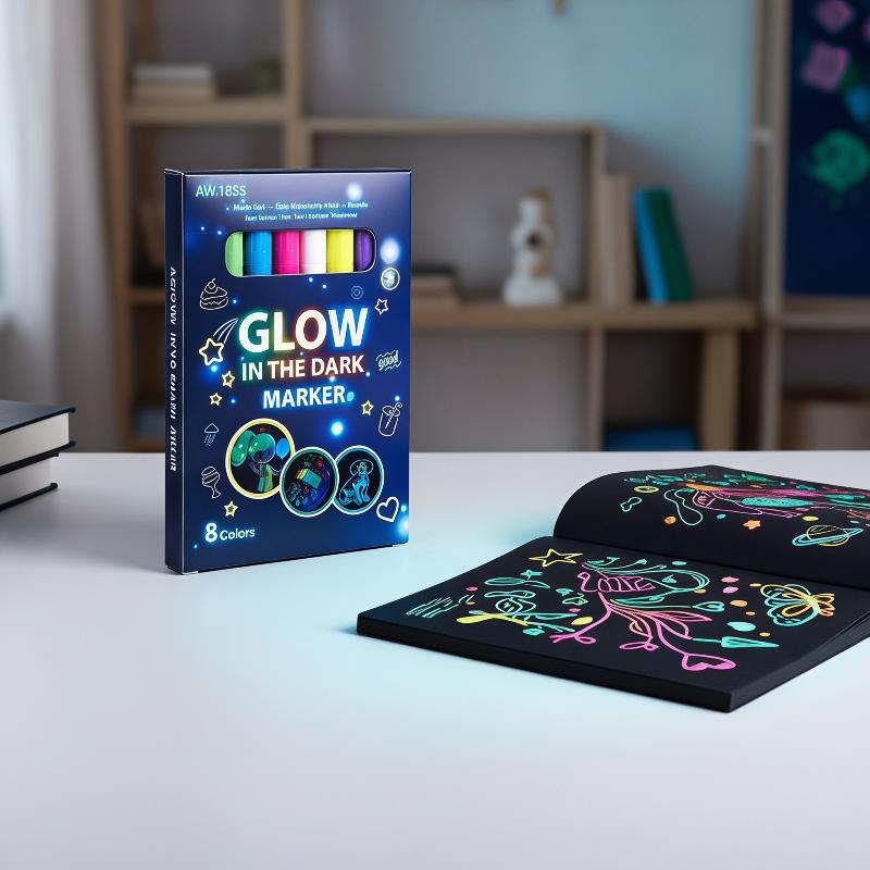 暗闇で光る蛍光マーカーペイント 8つの明るい色 写真撮影用小 - Art And Craft Photos のレビューと価格