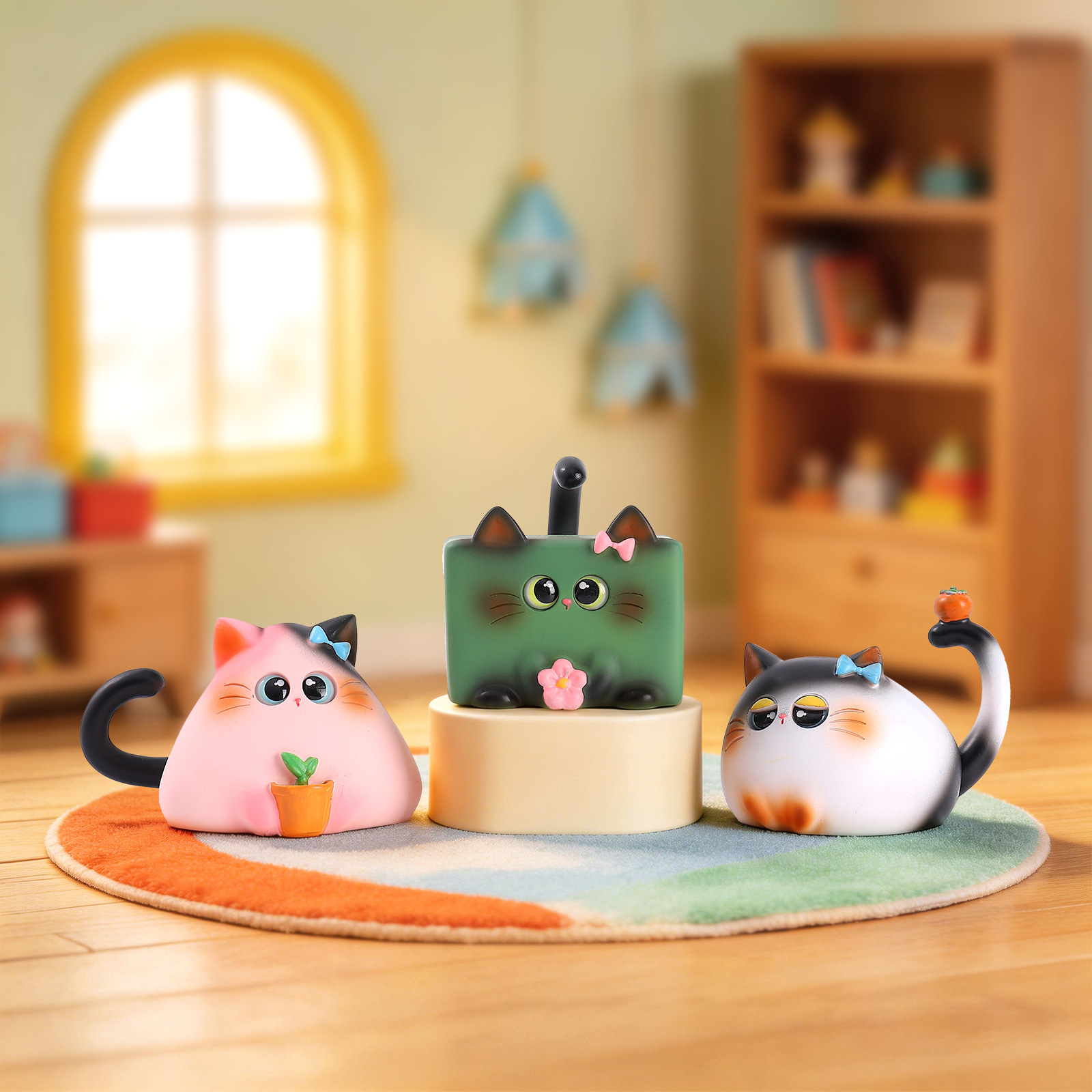 ブラインドボックス猫フィギュア樹脂製クリエイティブ漫画デスク - Art Craft Website のレビューと価格