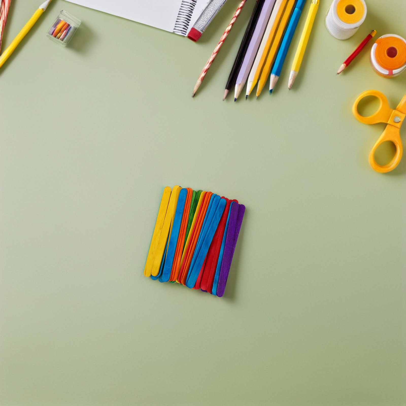 500本入り 鮮やかな色の木製クラフトスティック 114x1 - Art Craft Stick のレビューと価格