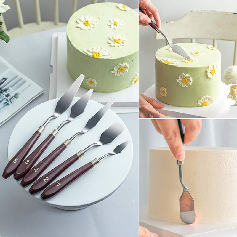 5 個ケーキクリームスパチュラセットステンレス鋼塗装ナイフキ - Painting Knife Palette のレビューと価格