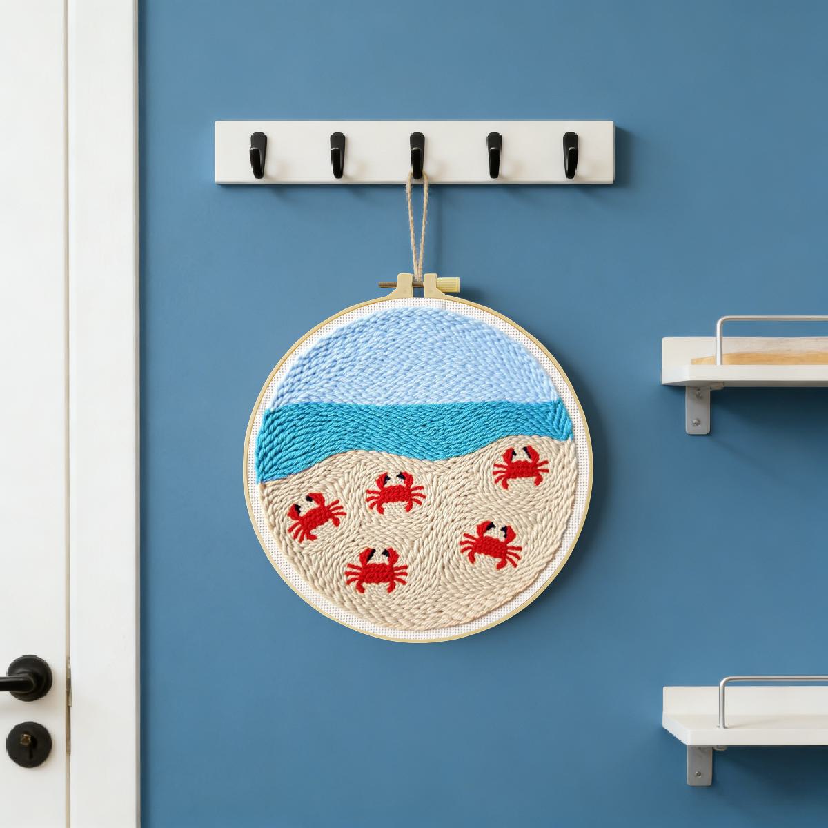 20X20CM/7.87インチ 動物 - カニ パンチニード - Punch Needle Kit のレビューと価格