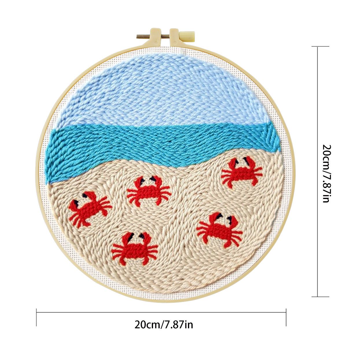 20X20CM/7.87インチ 動物 - カニ パンチニード - Punch Needle Kit のレビューと価格