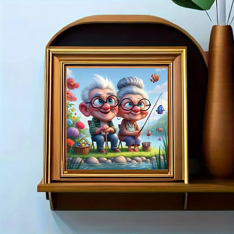 祖父母釣りダイヤモンドペインティングセット、DIY大人用フル - Art Craft Website のレビューと価格