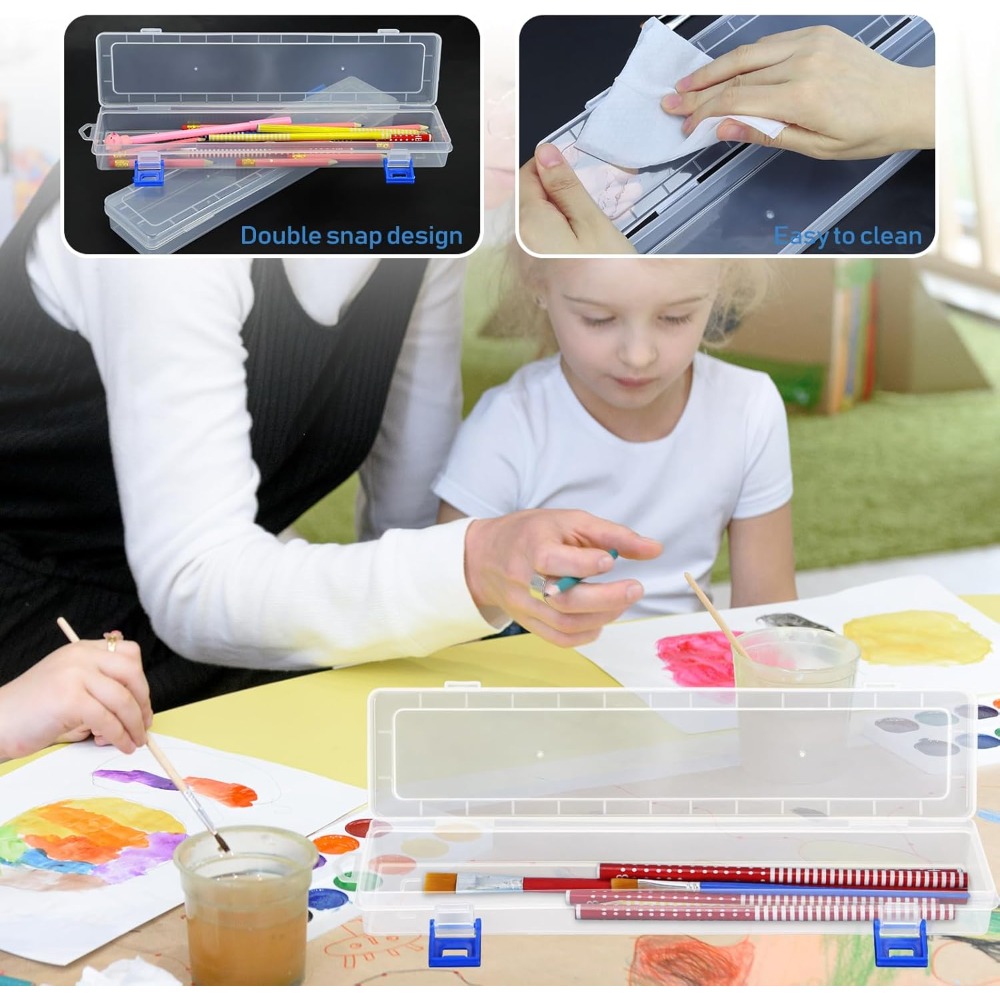 白い収納ボックス 33x7x3.5cm、ブラシ、鉛筆、水彩ペ - Art Craft Organizer のレビューと価格