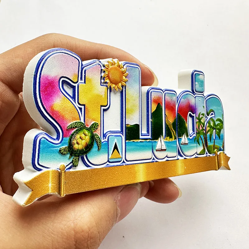 セントルシア西インド諸島、ビーチ 3D ステレオ冷蔵庫ステッ - Art Craft Magnet のレビューと価格