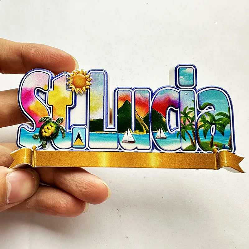 セントルシア西インド諸島、ビーチ 3D ステレオ冷蔵庫ステッ - Art Craft Magnet のレビューと価格