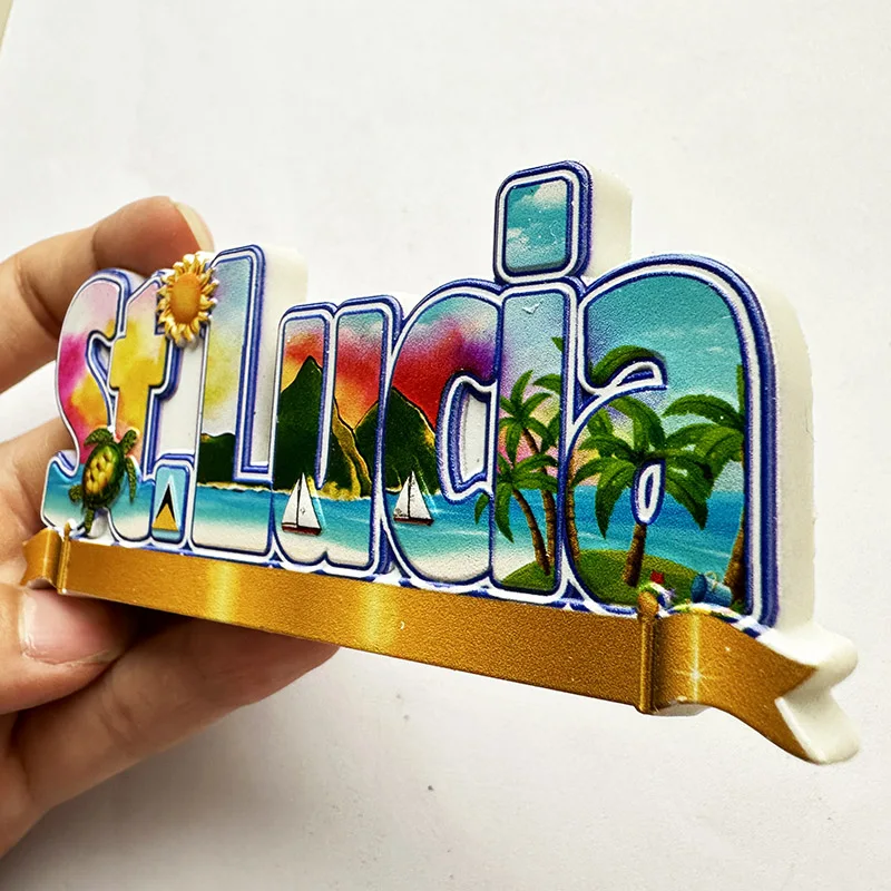 セントルシア西インド諸島、ビーチ 3D ステレオ冷蔵庫ステッ - Art Craft Magnet のレビューと価格